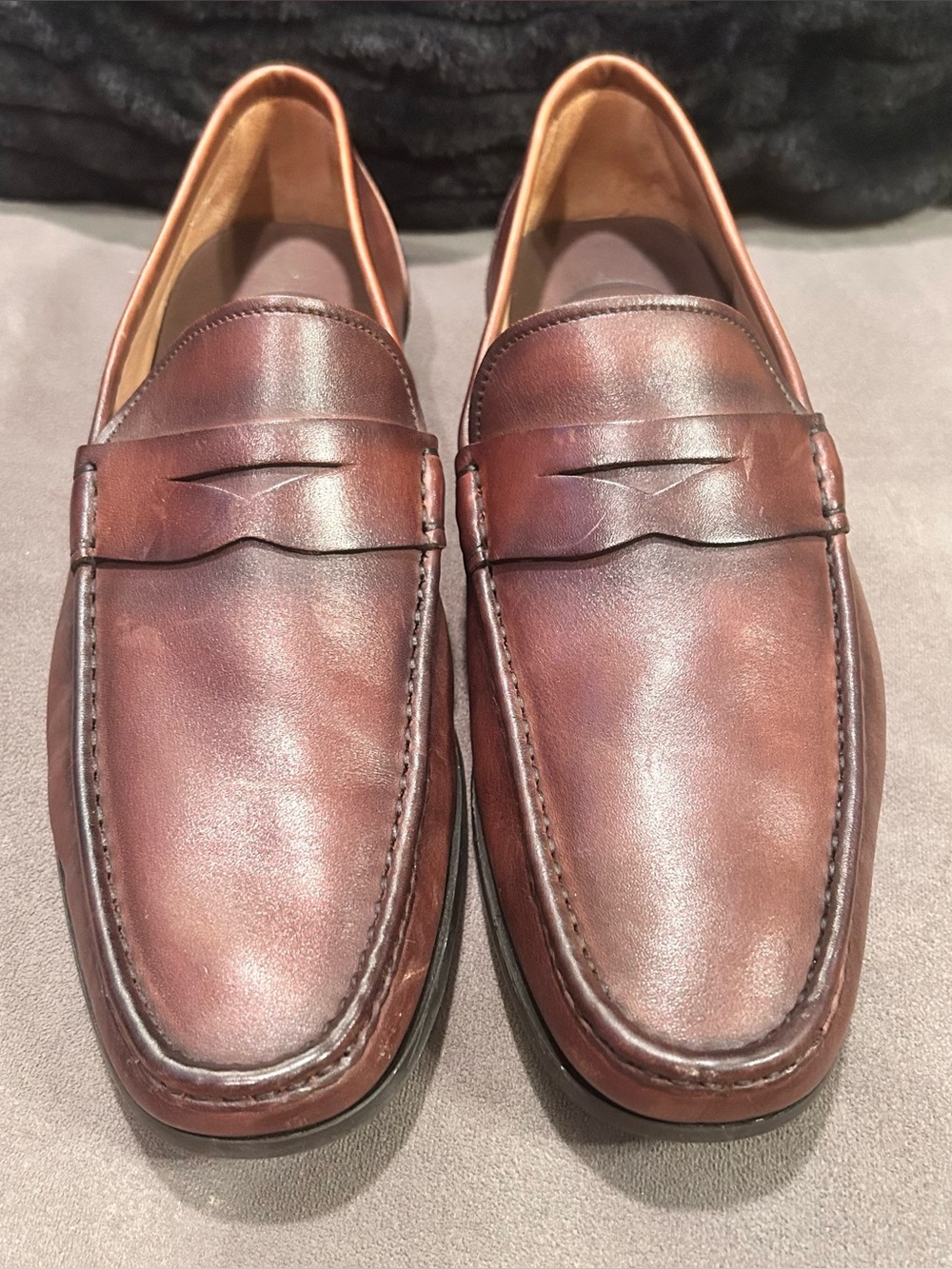 Peter Millar Crown Handsewn Leather Penny Loafers Brown Slip On Casual Sz 9.5 M